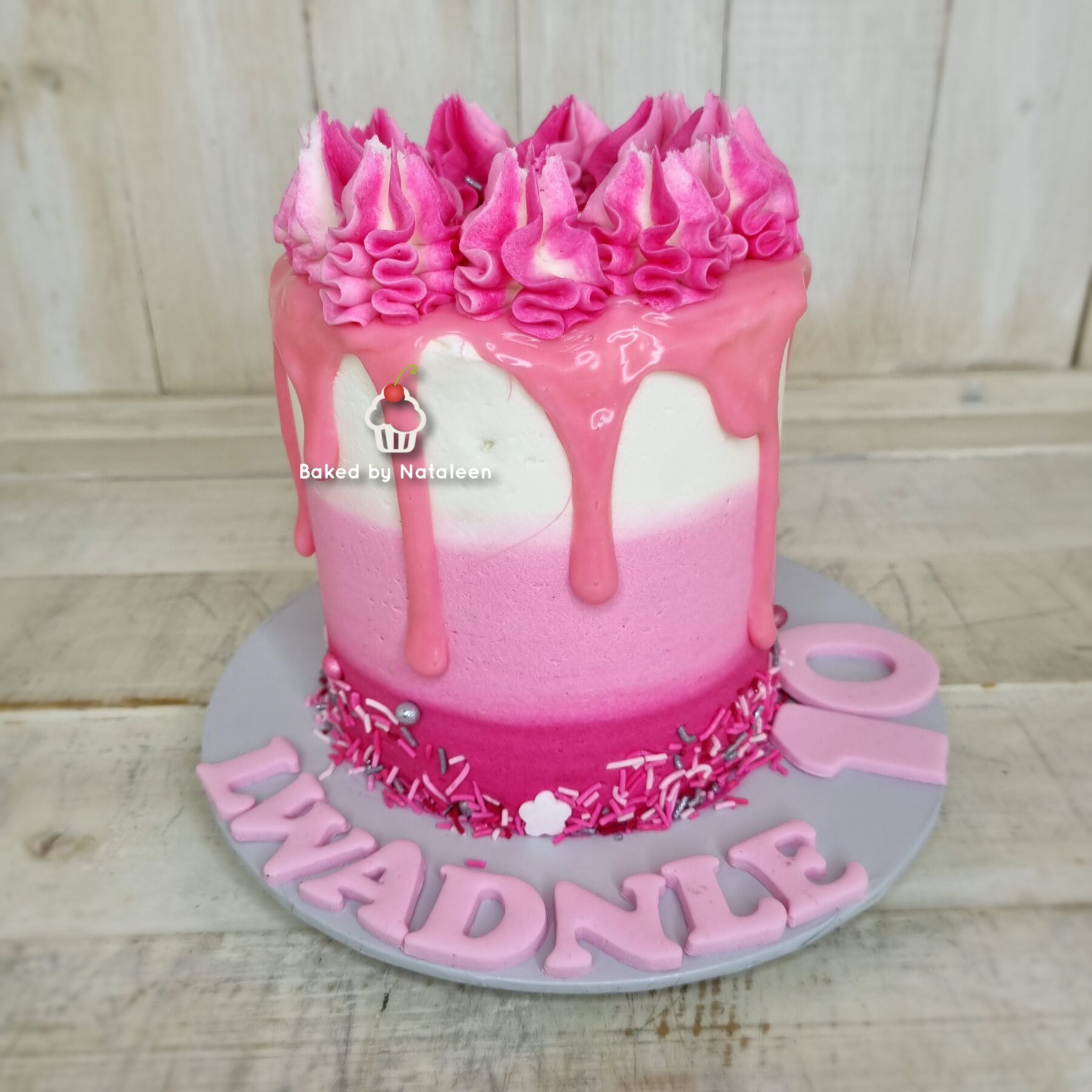 Pink Plain Jane Drip cake