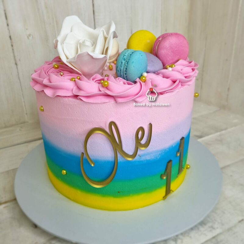 Rainbow Buttercream Birthday Cake