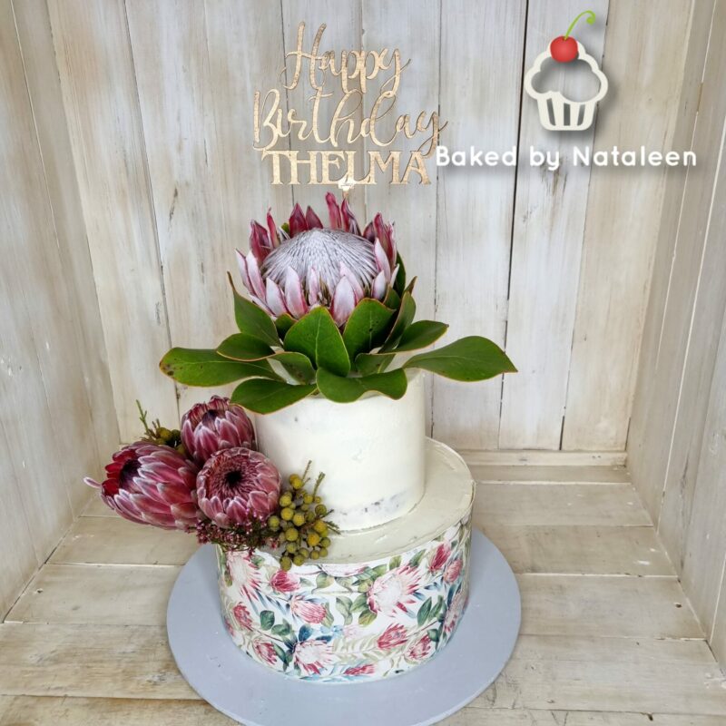 Protea 2 Tier Birthday Cake - Image 2