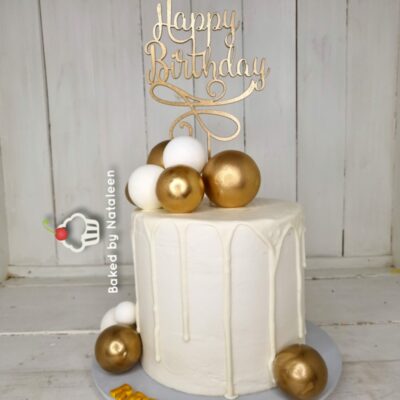 White & Gold Birthday Cake