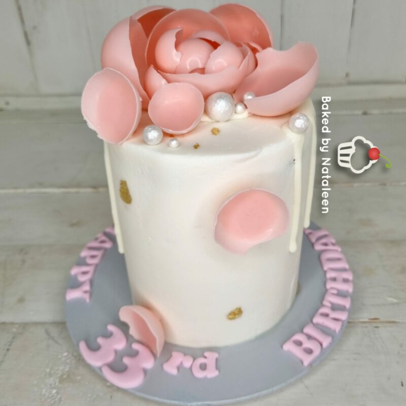 Rose Drip Birthday Cake