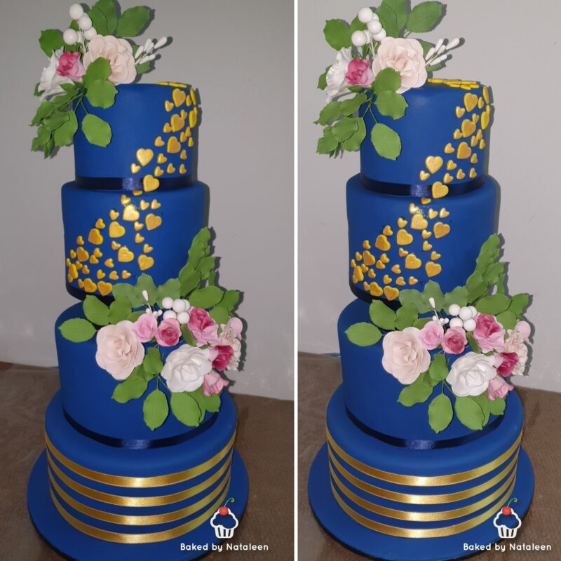 Hearts and Flowers Wedding Cake 4 Tier