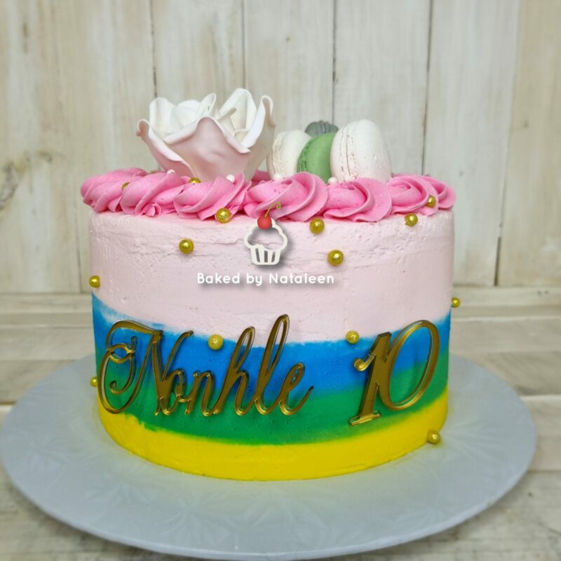 Rainbow Buttercream Birthday Cake - Image 3