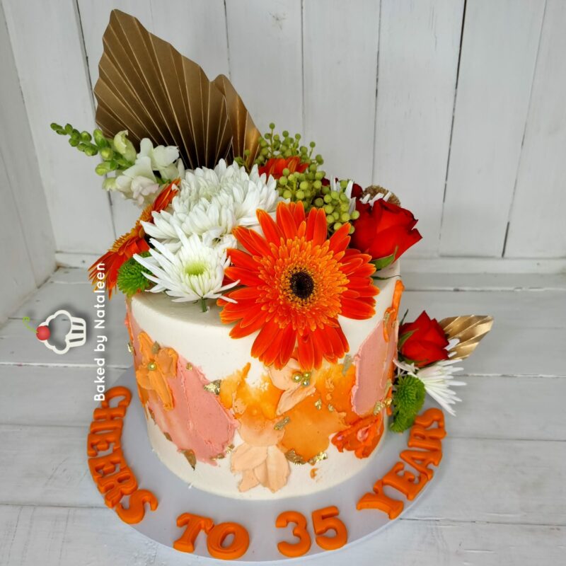 Colourful Palm Leaf Buttercream Cake - Image 3