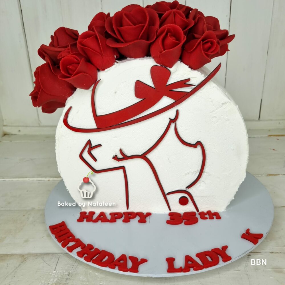 Lady Buttercream Cake with Red Roses