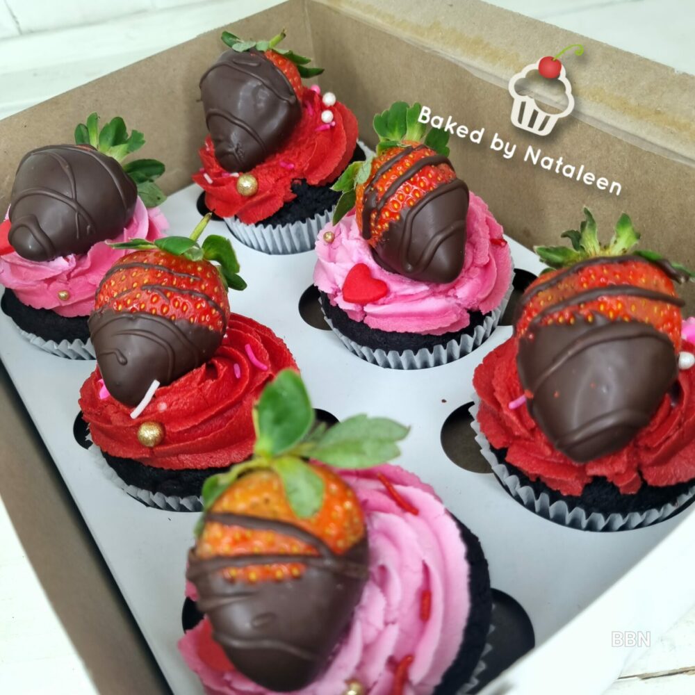 Choc Dipped Strawberry Cupcakes