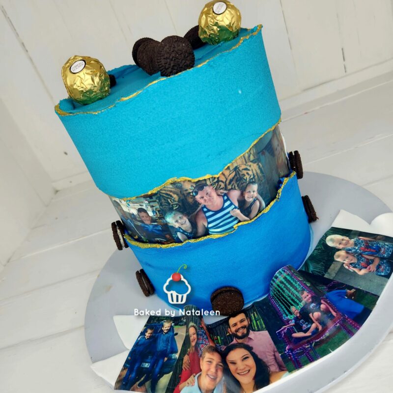 Blue Fathers day Memory Buttercream cake - Image 2