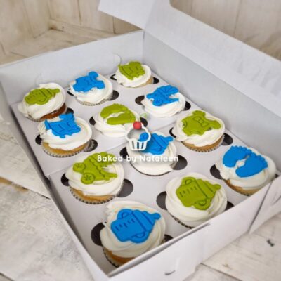 Green and Blue Baby Shower Cupcakes