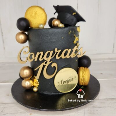 Gold And Black Graduation Cake