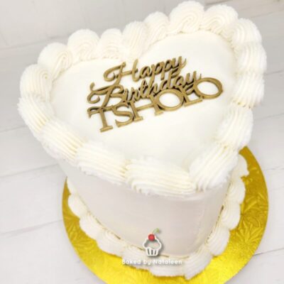 Heart White & Gold Cake