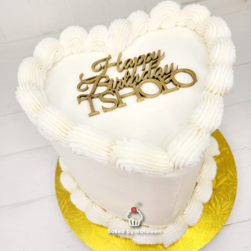 Heart White & Gold Cake
