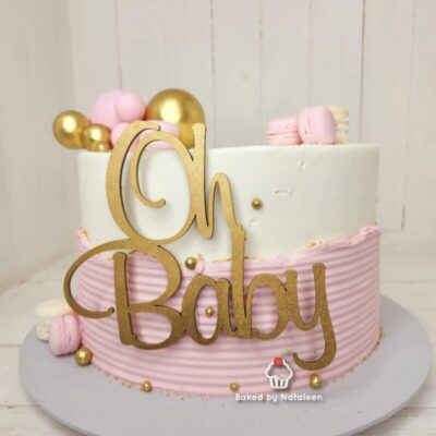 Pink And Gold Oh Baby, Baby Shower Cake