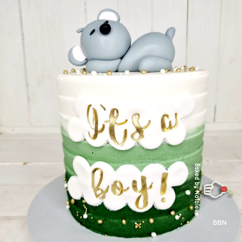 Sage Green Ombre Koala Bear Cake