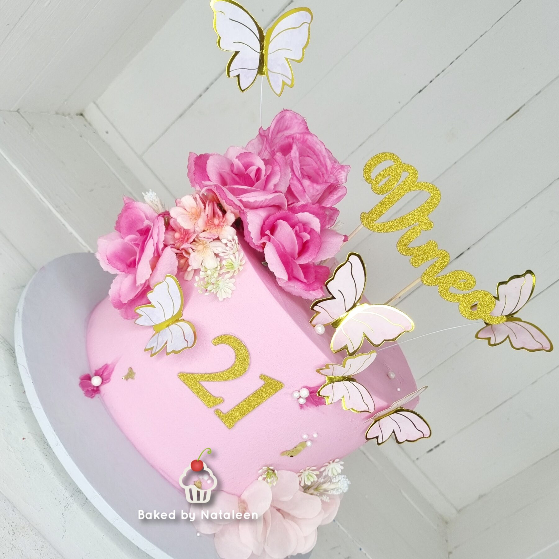 21st Pink Birthday Cake - Image 4