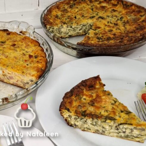 Large Bacon, Ham And Mushroom Quiche