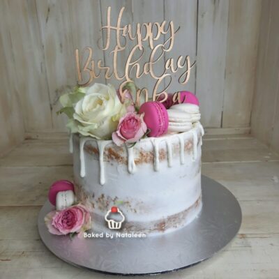 Naked Floral Drip Cake