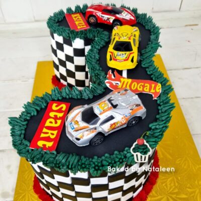 Number 3 Race Track Cake