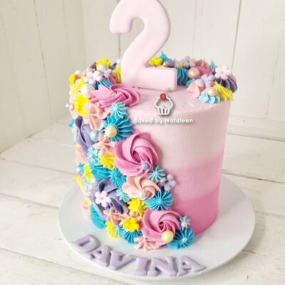 Pastel Floral Birthday Smash Cake