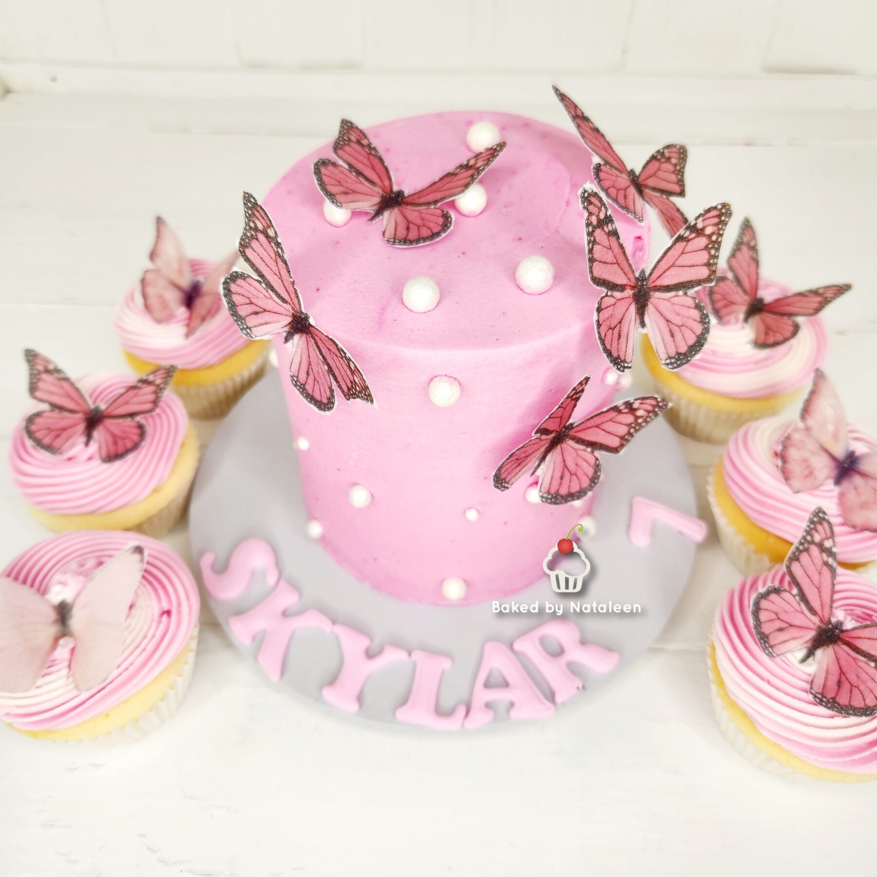 Pink Butterfly Birthday Cake - Image 4