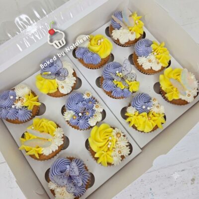 Purple and Yellow Butterfly Cupcakes