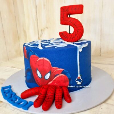 Blue Spiderman Cake with Webs