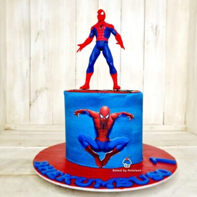 Blue Spiderman Cake With Toy