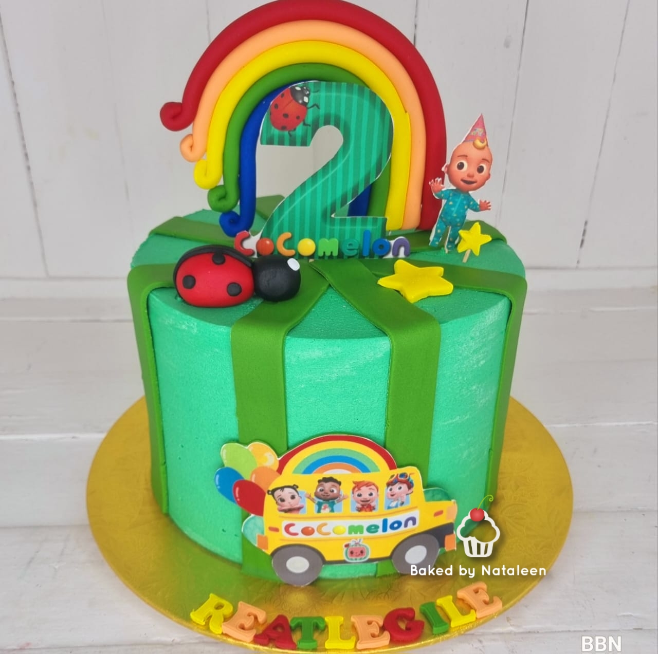 Light Green Cocomelon Bus Cake - Image 5