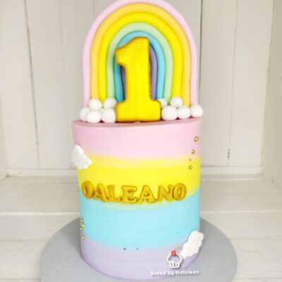 Rainbow Stripes Cake With 3D Rainbow