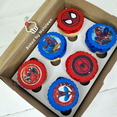 Red and Blue Spiderman Themed Cupcakes