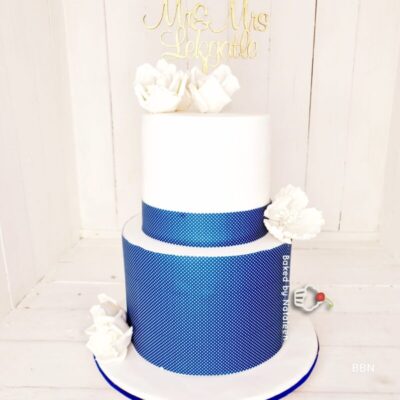 White, Blue 2-Tier Traditional Cake