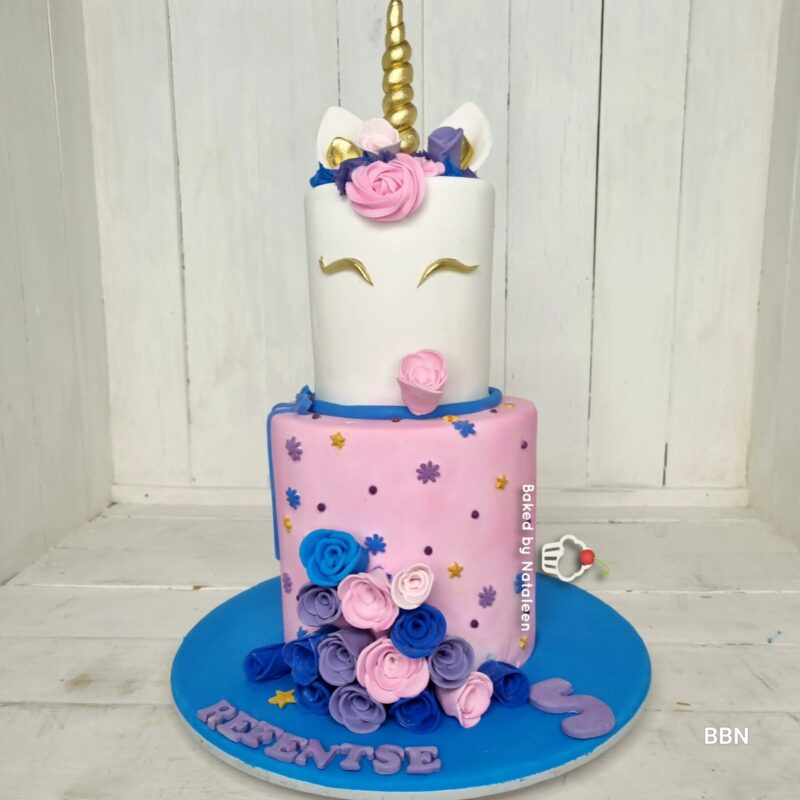 Unicorn 2 tier Birthday Cake (7)