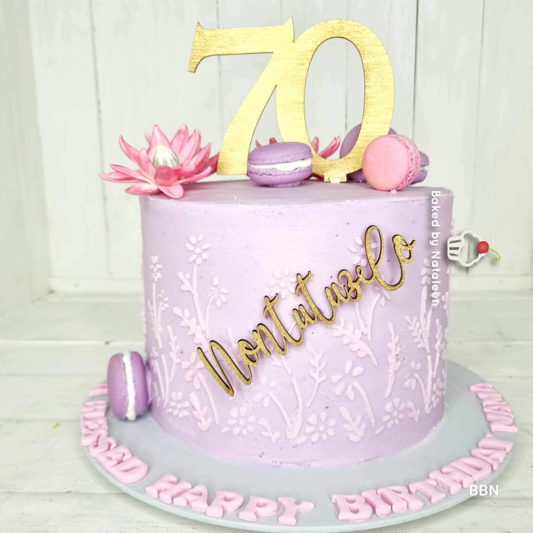 Purple Buttercream 70th Birthday Cake - Image 2