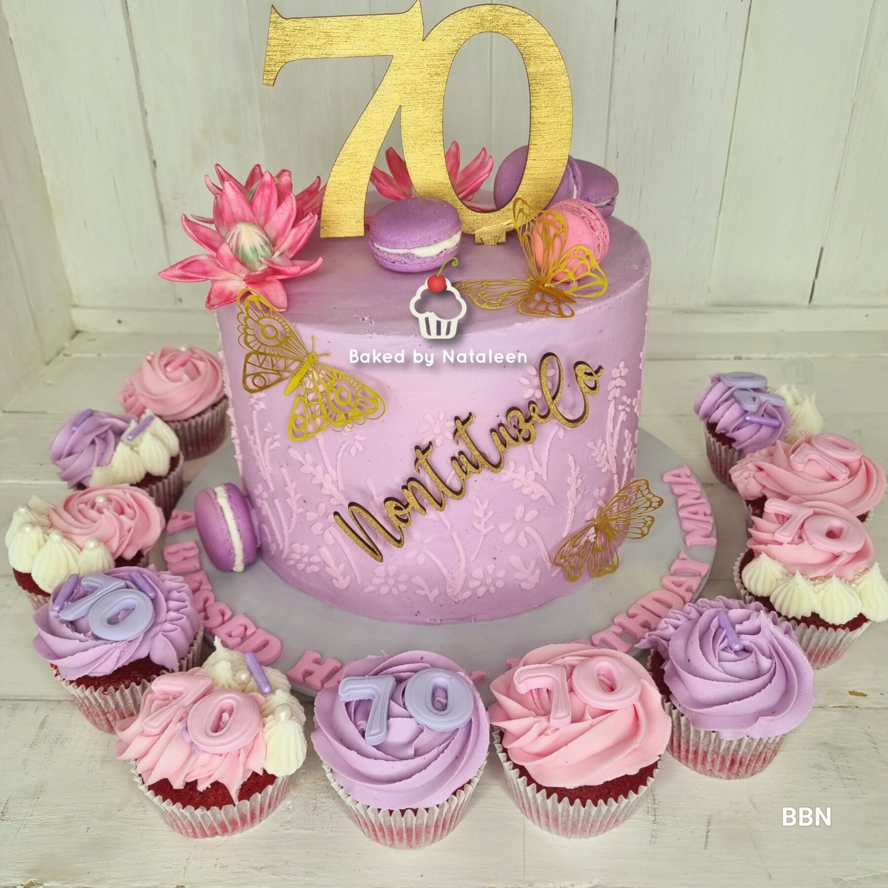 Purple Buttercream 70th Birthday Cake - Image 3