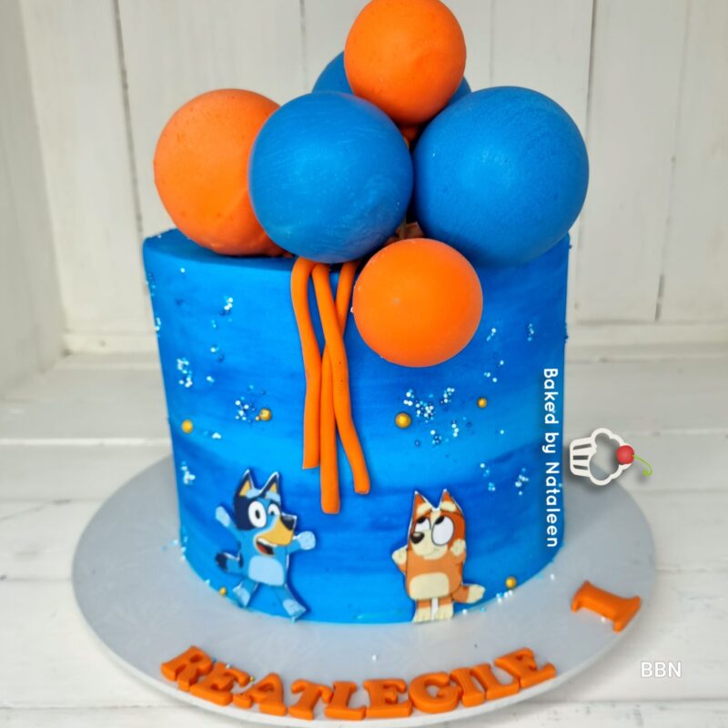 Bluey Buttercream Cake With Balloons