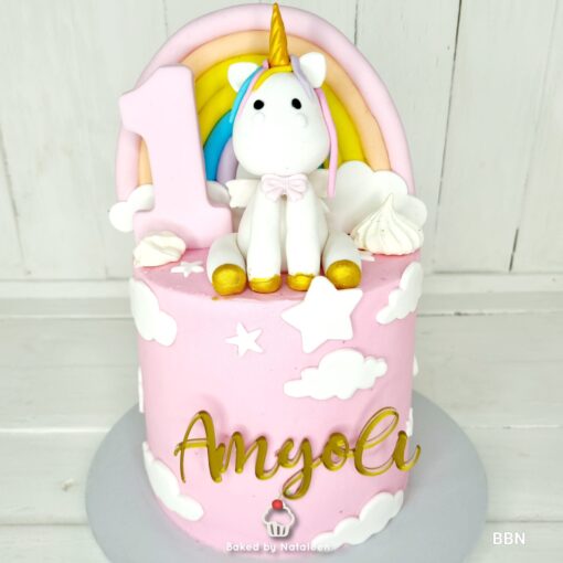 Unicorn Birthday Cake With Rainbow