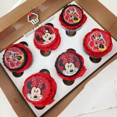 Red Minnie Mouse Themed Cupcakes