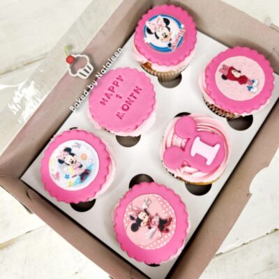 Pink Minnie Mouse Themed Cupcakes