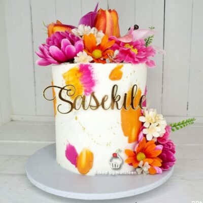 Peach And Pink Spring Birthday Cake