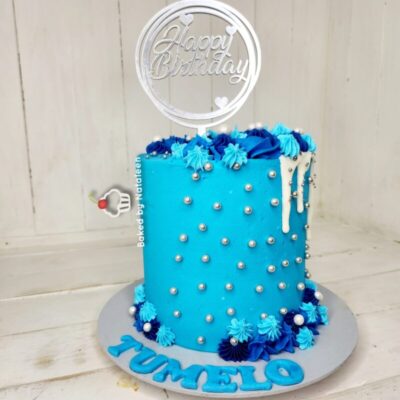 Sky Blue Birthday Drip Cake