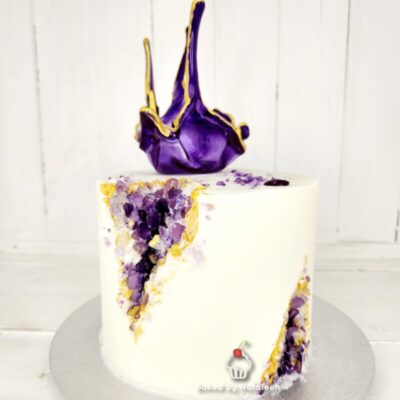 Purple and Gold Sugar Crystals Cake