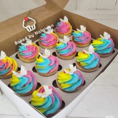 Rainbow Cupcakes with Butterflies