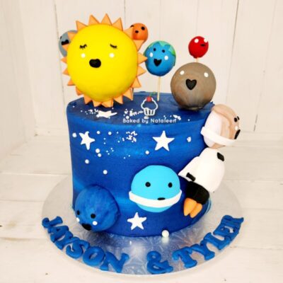 Solar System Cake With Rocket Ship