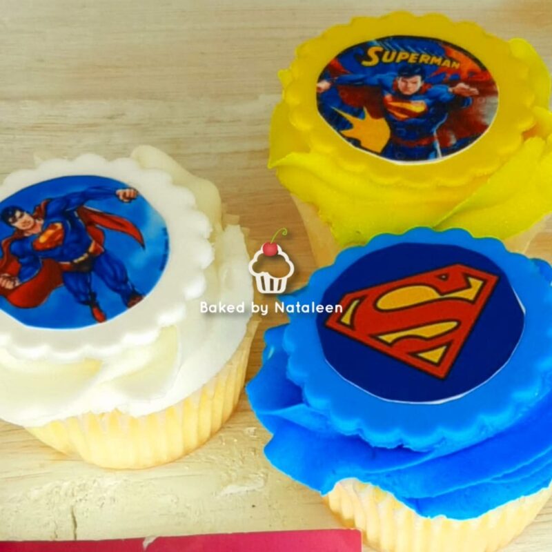 Blue Yellow White Superman Cupcakes 2