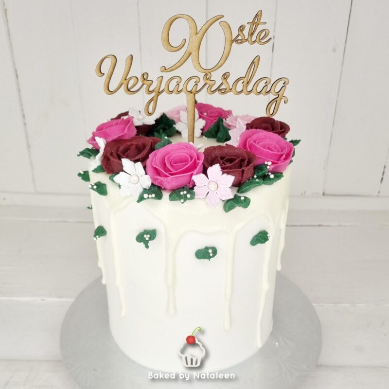 Floral 90th Birthday Cake