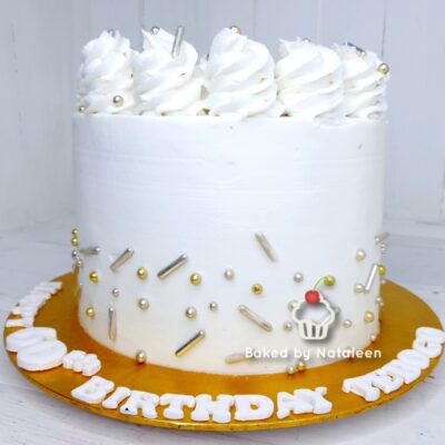 White 60th Birthday Cake