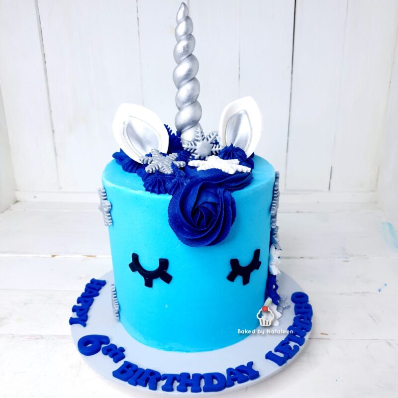 Unicorn Blue Birthday Cake - Image 2