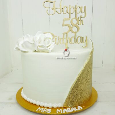 White and Gold Birthday Cake