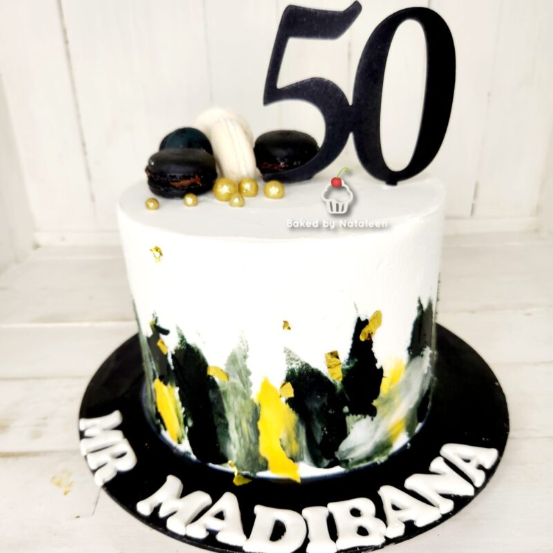 Black, White and Gold Birthday Cake - Image 2