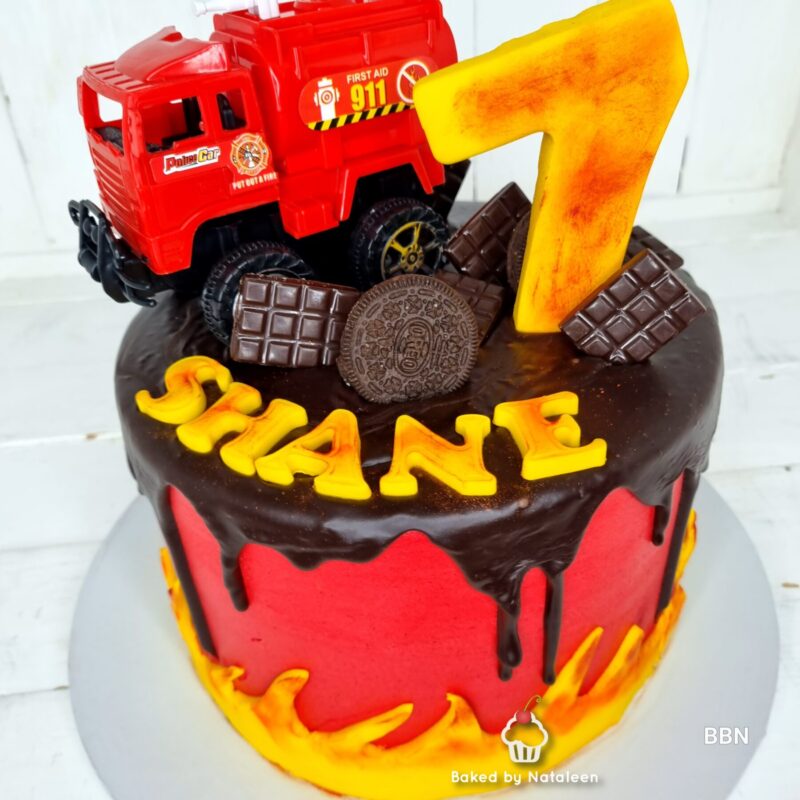 Fire Truck themed Drip cake - Image 2