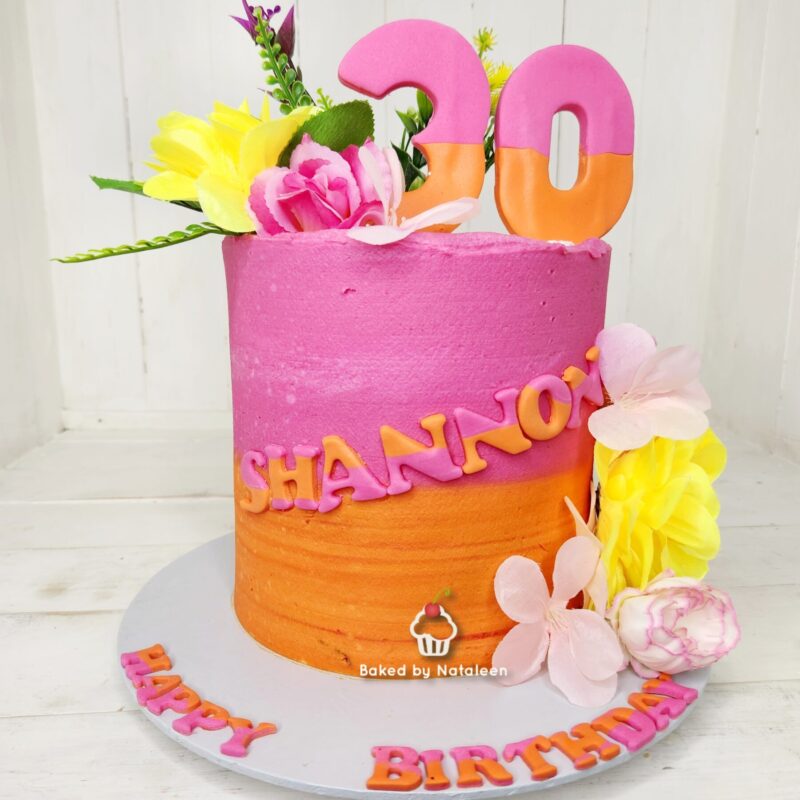Pink and Orange Birthday Cake
